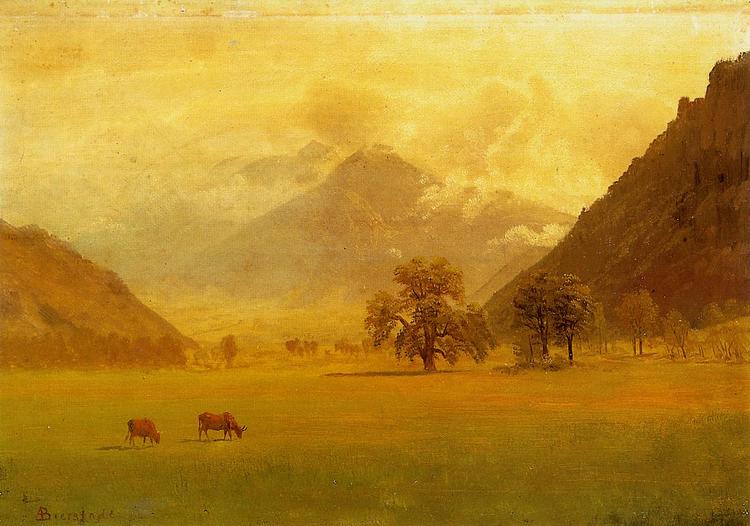 Albert Bierstadt Oil Painting Rhone Valley - Click Image to Close